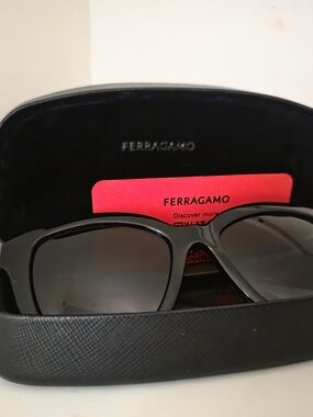 Salvatore Ferragamo Black Sunglasses with Dark Lenses
